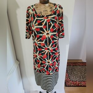 LuLaRoe Black and Red Floral Midi Dress